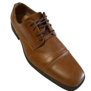 Alfani Adam Men's 12 M  Brown Lace Up Formal Oxford Dress shoes Cap Toe